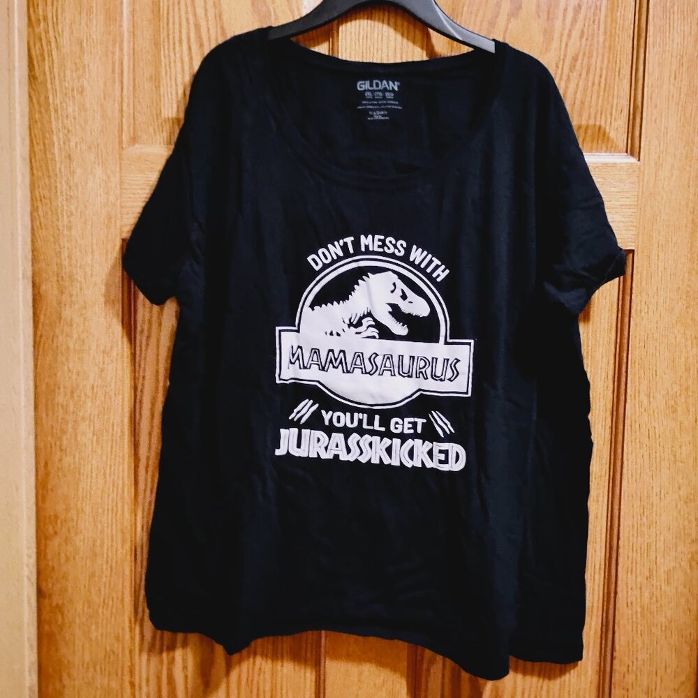 Don't Mess With Mamasaurus Or You'll Get Jurasskicked 2XL Ladies Shirt